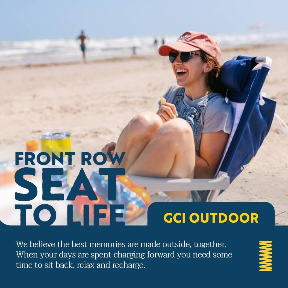 image:imageGCI Outdoor Sunshade Backpack Beach Chair Reclining Folding Canopy Chair with Durable Armrests Drink Holder amp Carry Straps Perfect for Beach Trips amp Picnics Saybrook BlueRoyal Blue