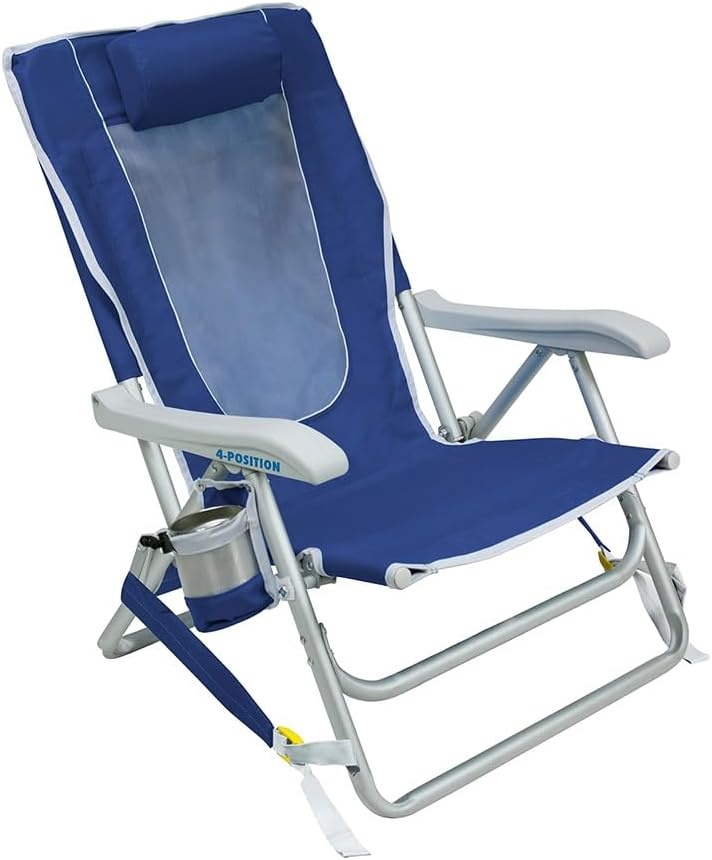 image:imageGCI Outdoor Sunshade Backpack Beach Chair Reclining Folding Canopy Chair with Durable Armrests Drink Holder amp Carry Straps Perfect for Beach Trips amp Picnics Saybrook BlueRoyal Blue