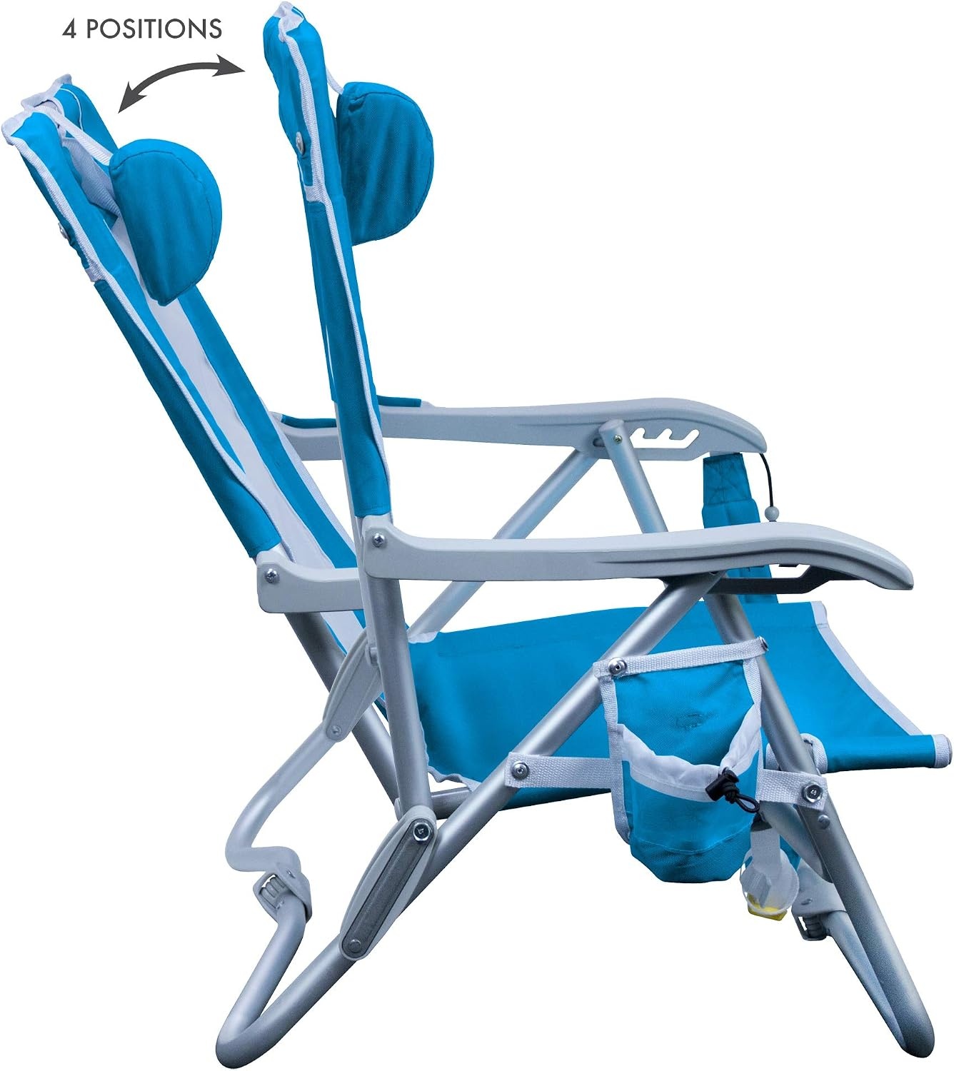 image:imageGCI Outdoor Sunshade Recliner Beach Chair Collapsible Folding Canopy Shade Chair with Durable Armrests Drink Holder amp Portable Carry Bag Perfect for Beach Trips amp Picnics Seafoam GreenRoyal Blue