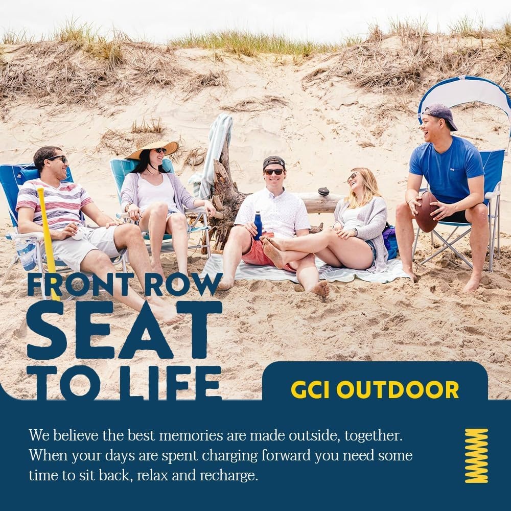 image:imageGCI Outdoor Sunshade Recliner Beach Chair Collapsible Folding Canopy Shade Chair with Durable Armrests Drink Holder amp Portable Carry Bag Perfect for Beach Trips amp Picnics Seafoam GreenSeafoam Green