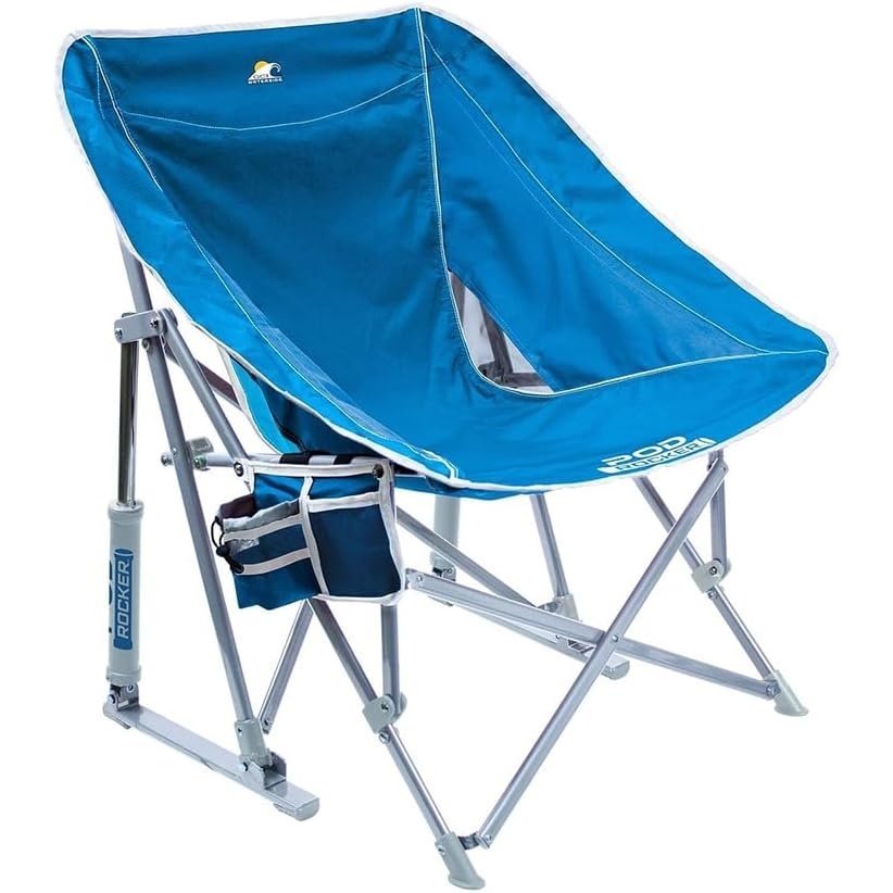 image:imageGCI Outdoor Pod Rocker Beach Chair Collapsible Folding Rocking Chair with Drink Holder amp Portable Carry Bag Saybrook Blue